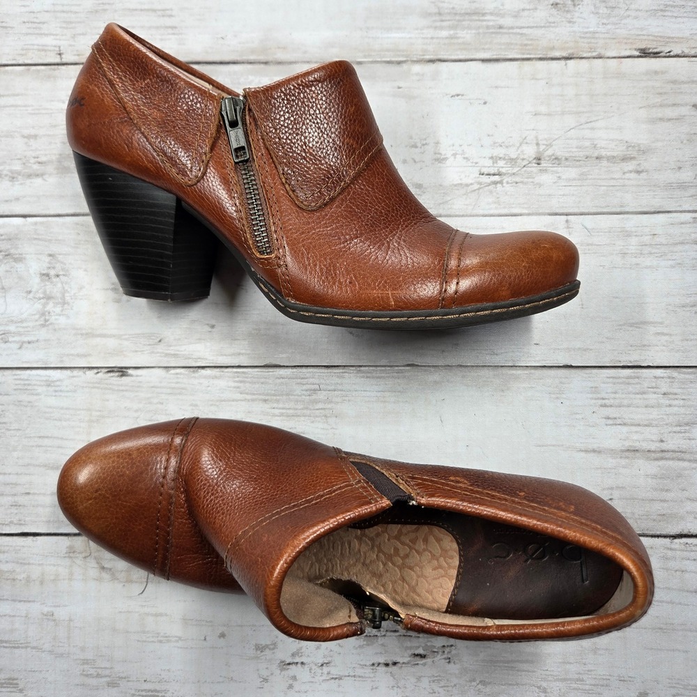 b.o.c. Born Concept C48706 Ankle Booties Womens 9.5M Tan Leather Block Heel